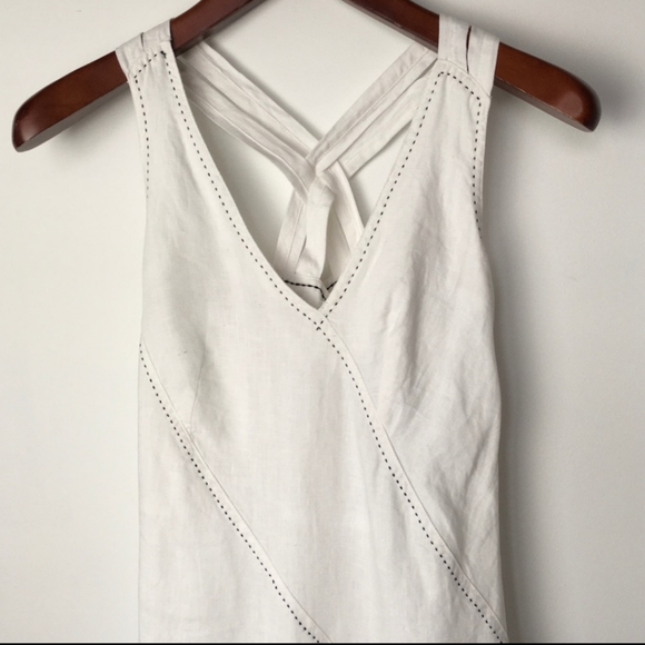 ⚡️White Linen A-Line V Neck Dress - Picture 2 of 2